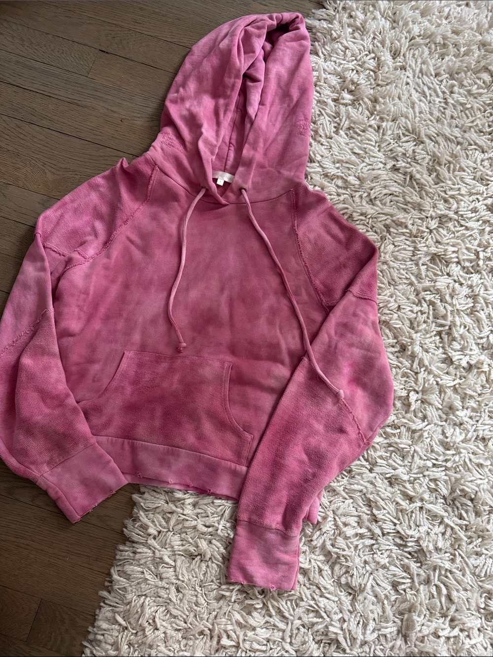 LoveShackFancy Pink Washed Tie-Dye Hooded Sweatshirt